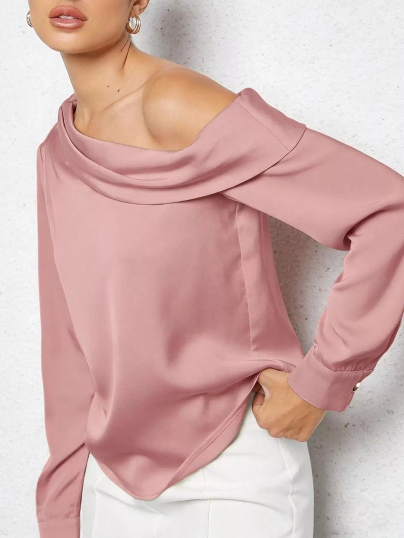 One-Shoulder Satin Blouse Secondary image
