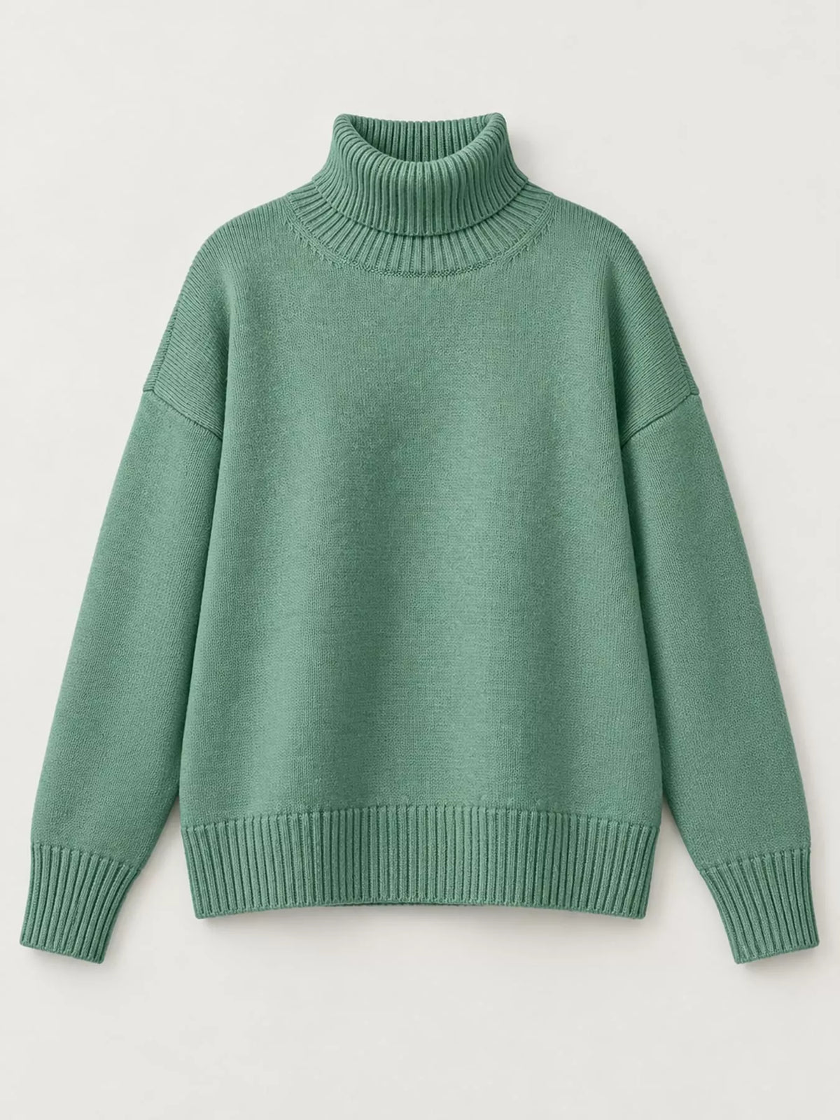 Women's Oversized Ribbed Turtleneck Sweater – Dropped Shoulder Relaxed Fit - photo 40