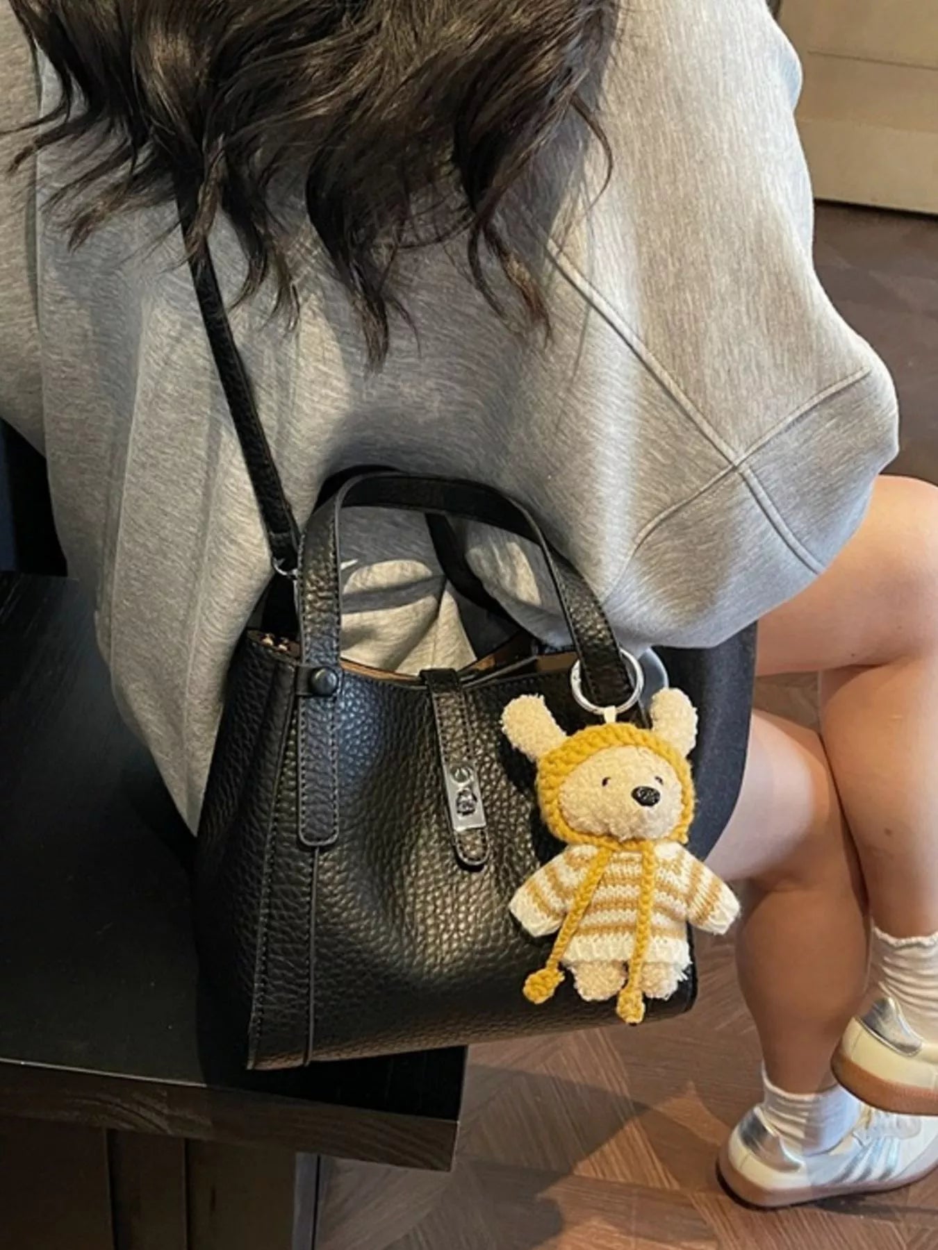 Bucket Crossbody Bag with Bear Charm Secondary image