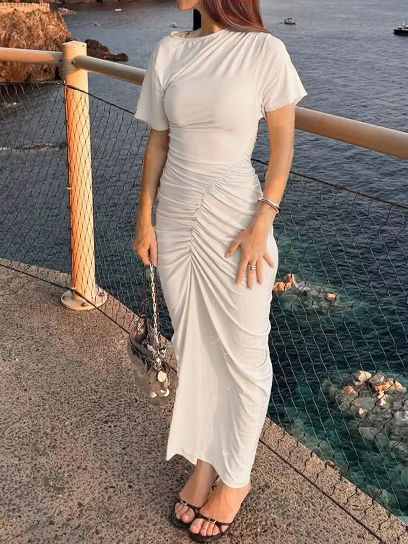 Ruched Short Sleeve Maxi Dress Secondary image