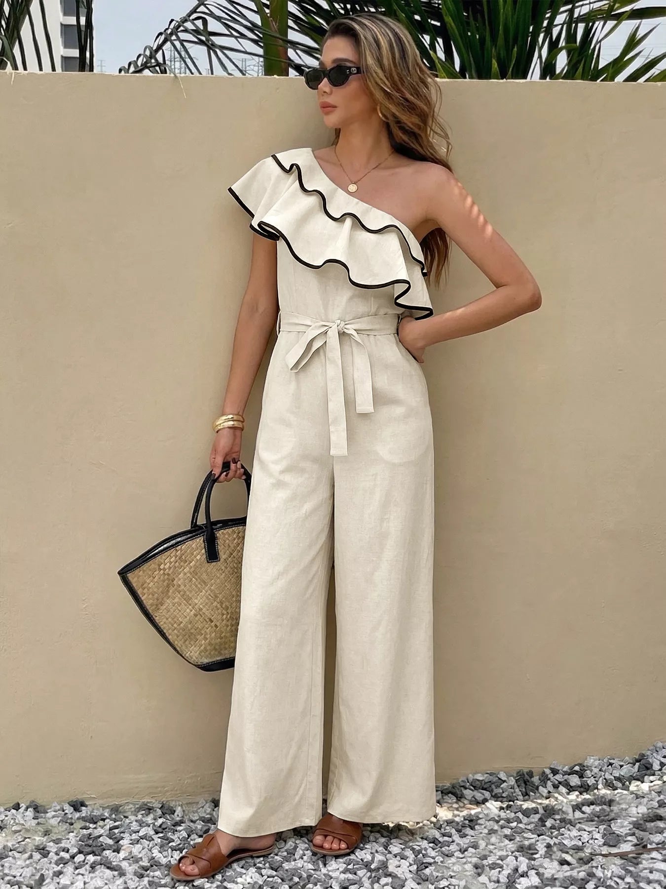 Ruffle One-Shoulder Wide Leg Jumpsuit Secondary image