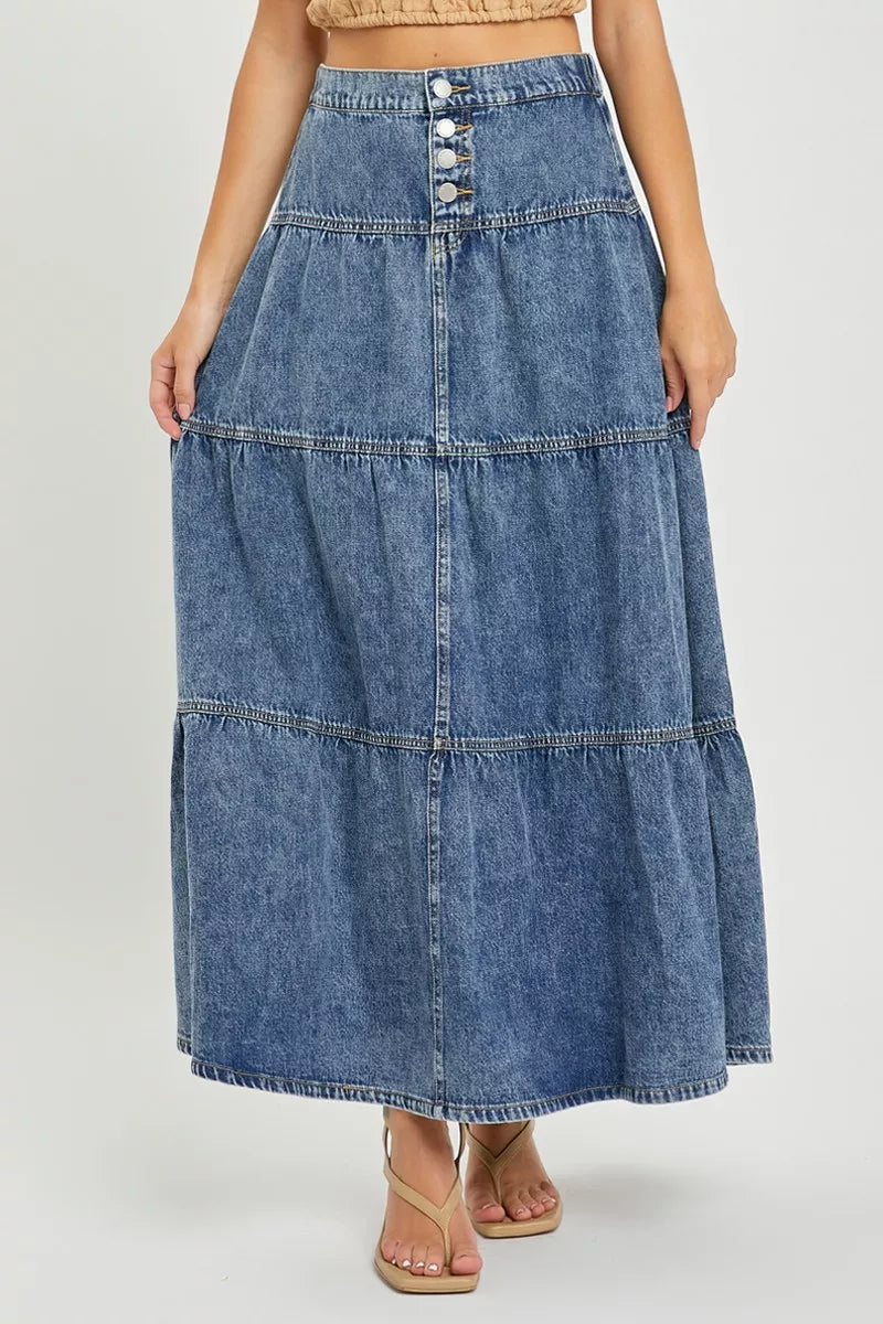 RISEN High Rise Ruffle Long Skirts Secondary image