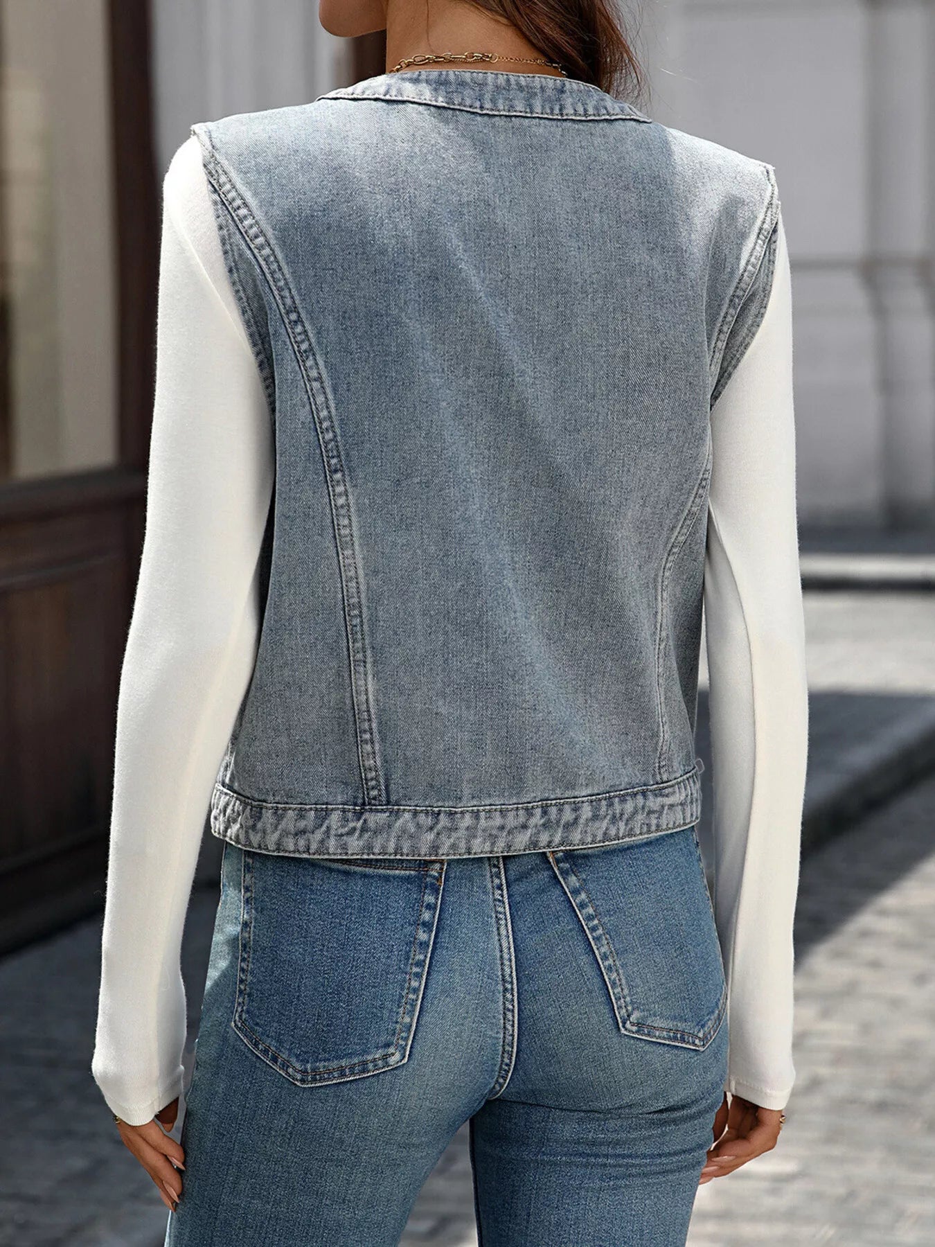 Button-Down Denim Vest Secondary image