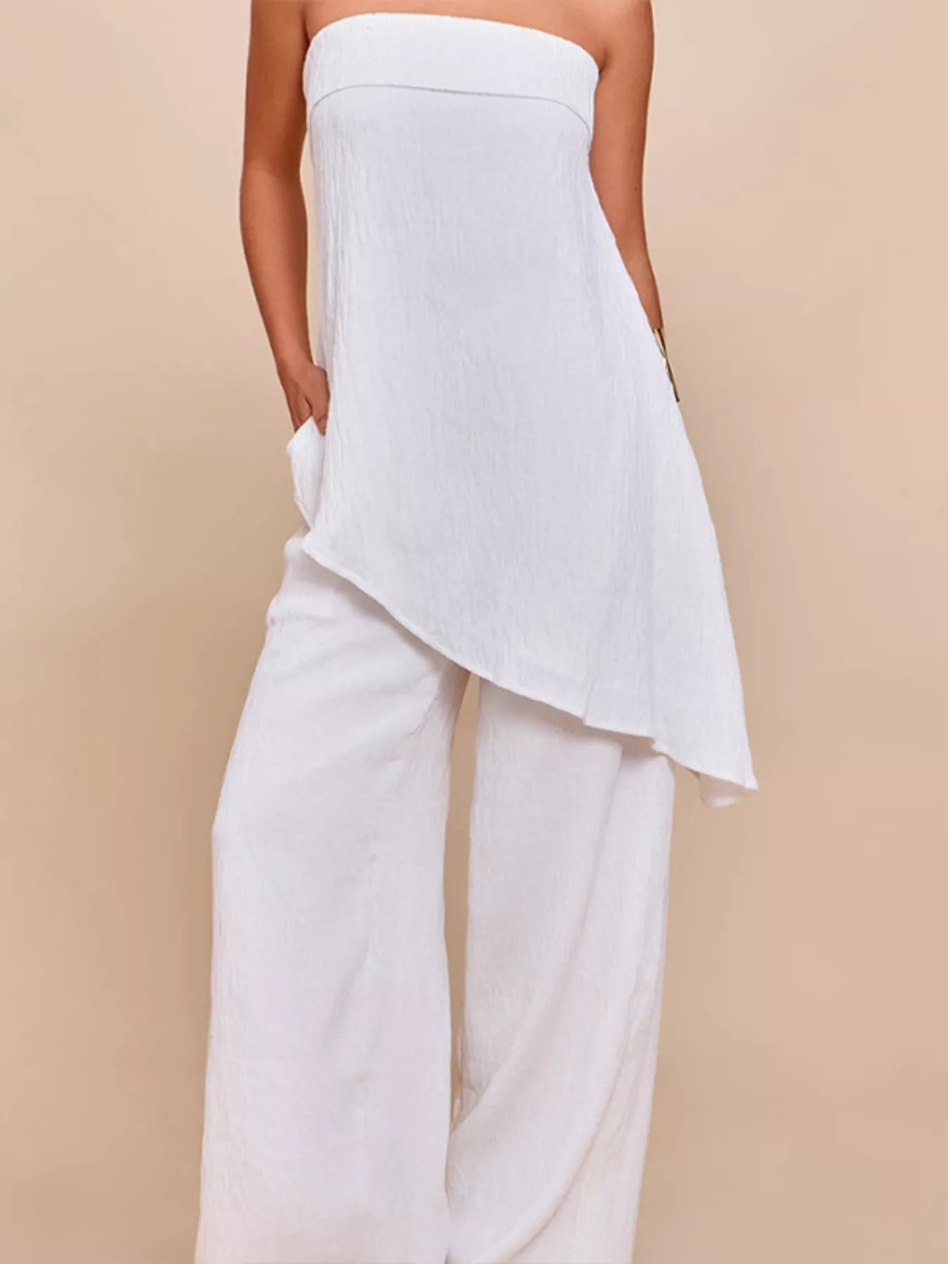 Full Size Asymmetrical Hem Tube Top and Pants Set Plus Size Secondary image