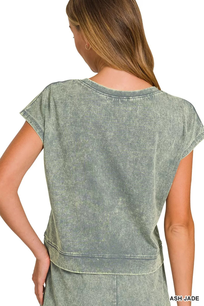Zenana Premium Cotton Washed Sleeveless Top & Shorts Set Secondary image