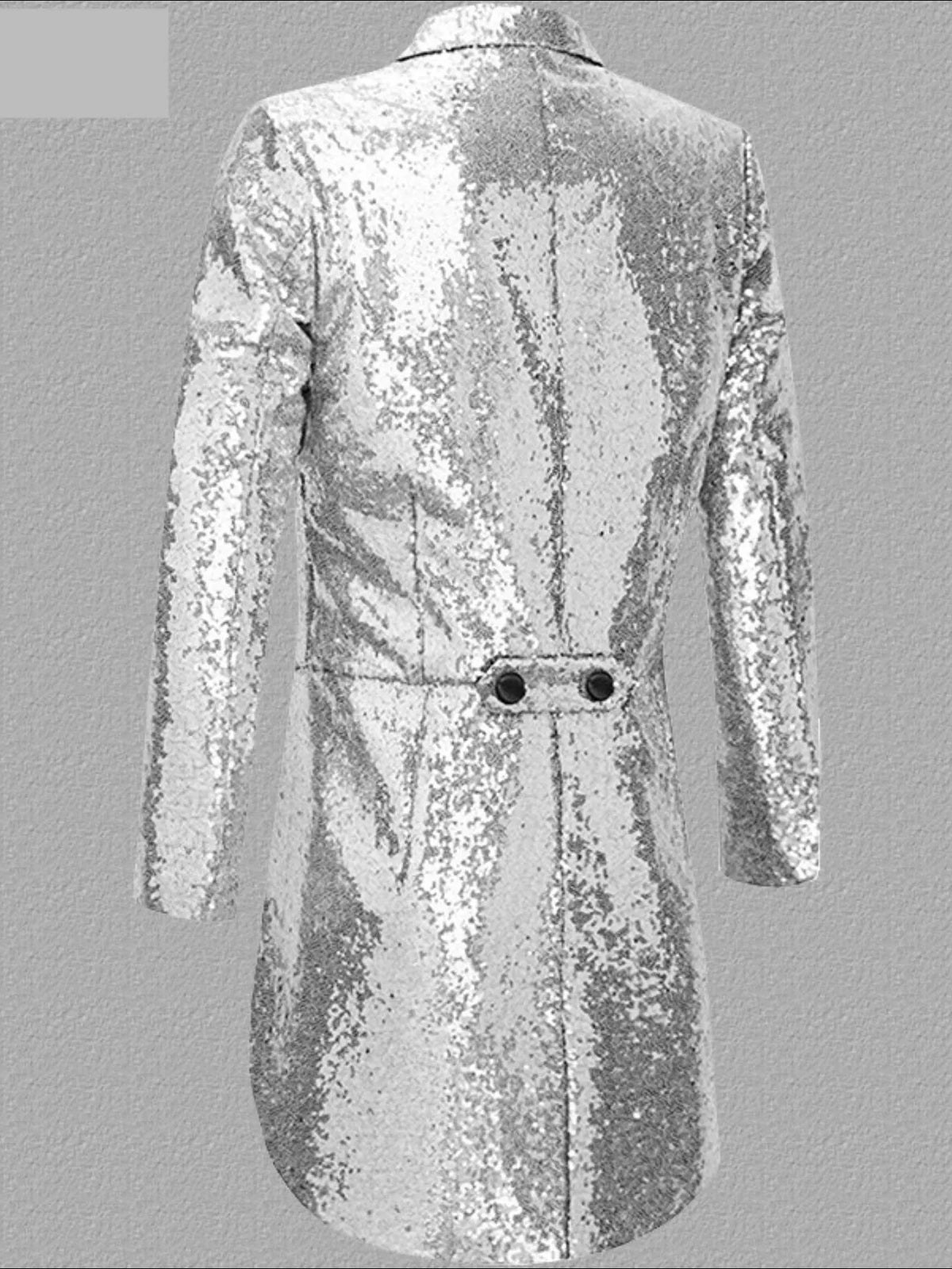 Men's Long Sleeve Sequin Tailcoat Blazer - photo 4
