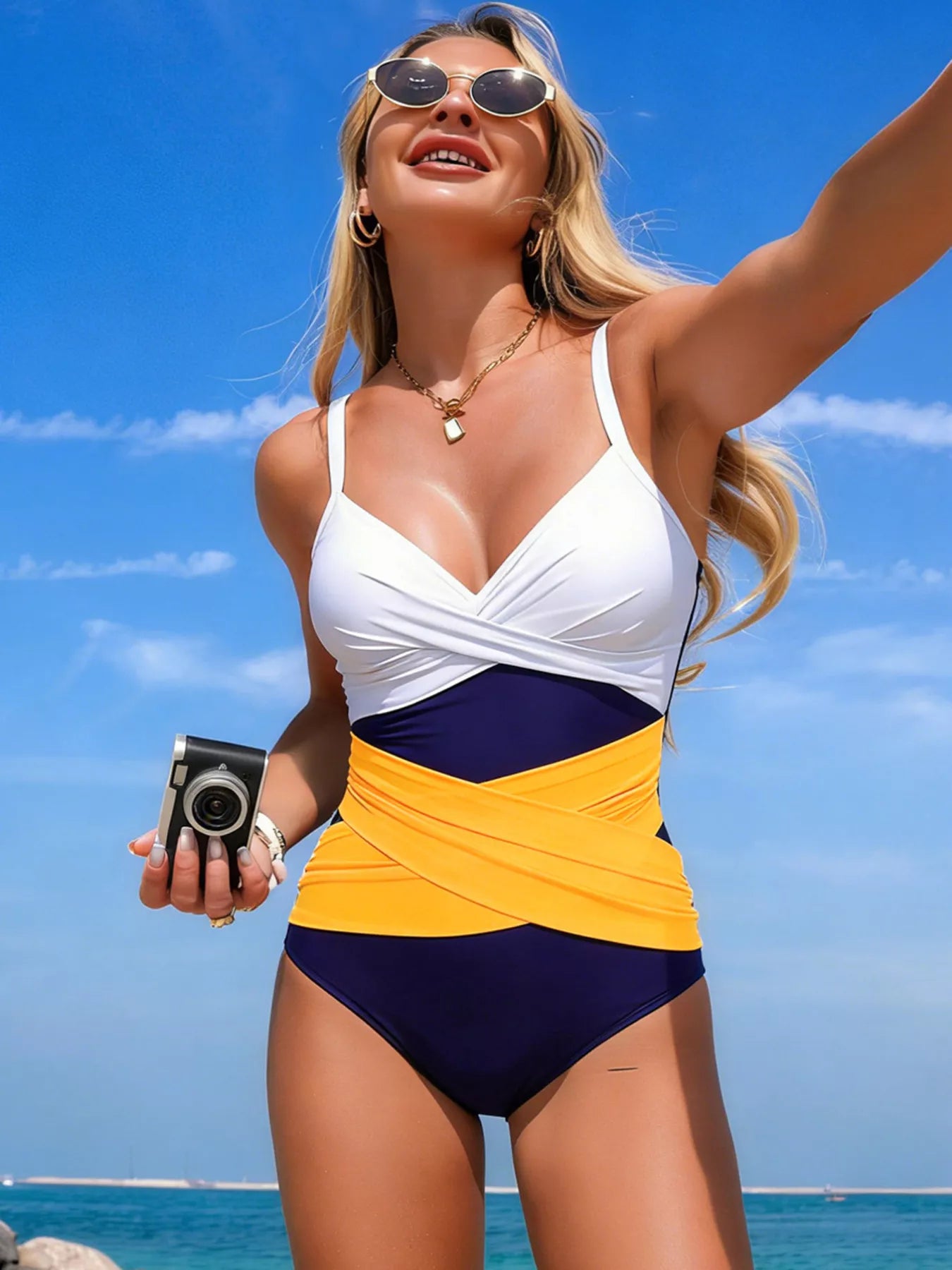 Color Block One-Piece Swimsuit Secondary image