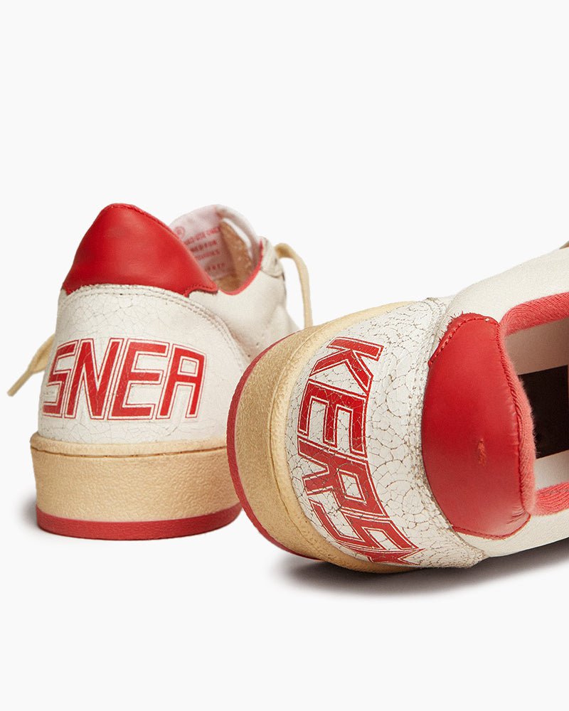 White Nappa Leather Sneaker with Star and Heel Tab