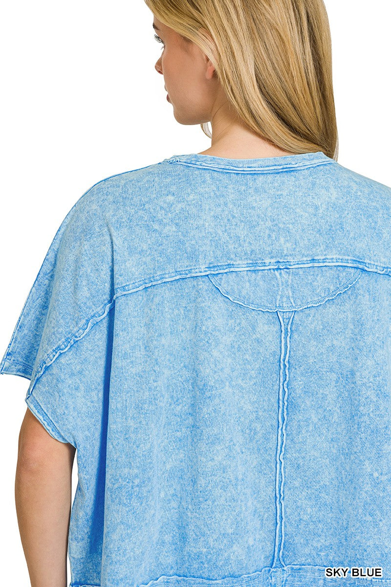Zenana Halo Snow Washed Boxy Top & Shorts Set Secondary image