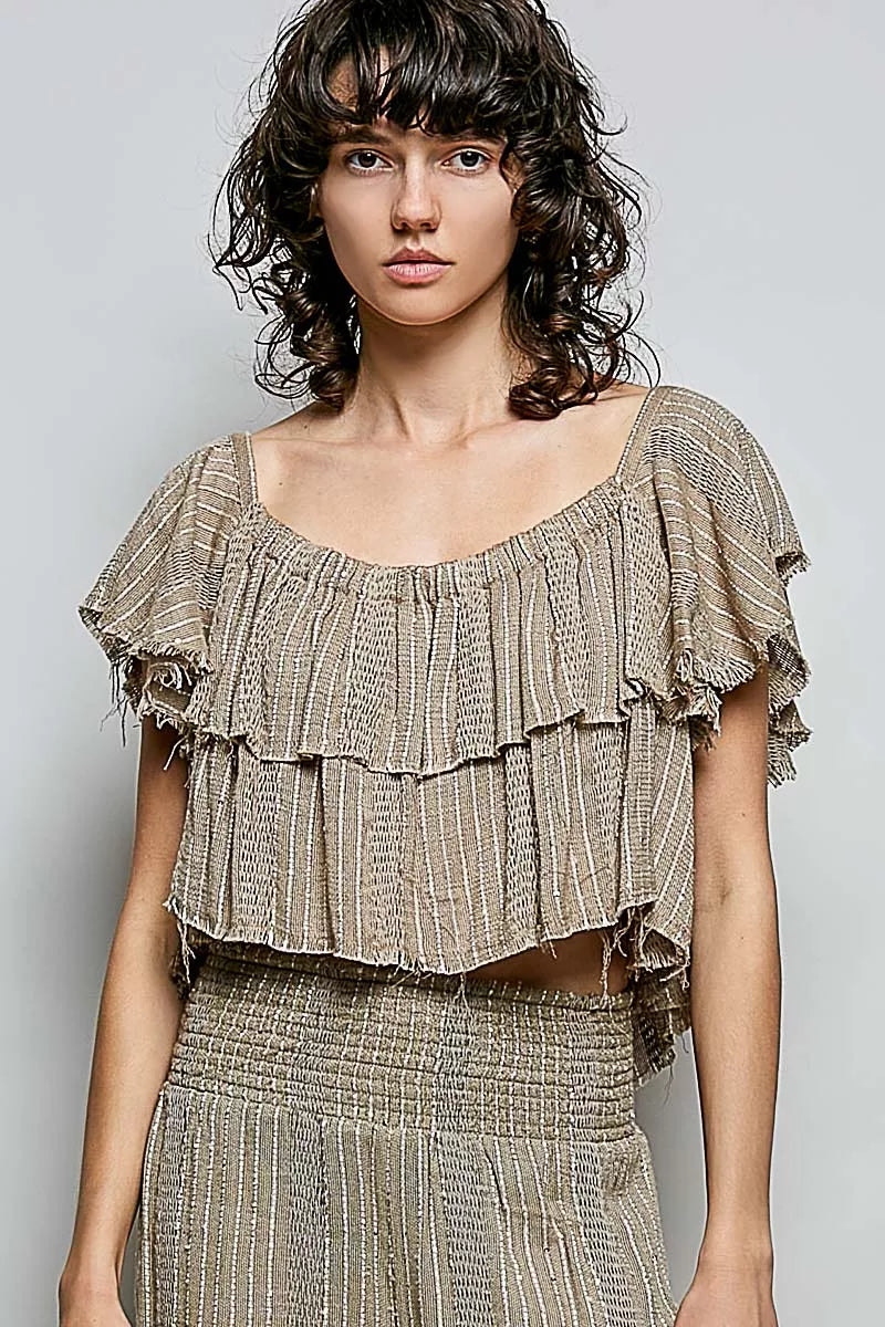 POL Off-Shoulder Ruffle Crop Top Secondary image
