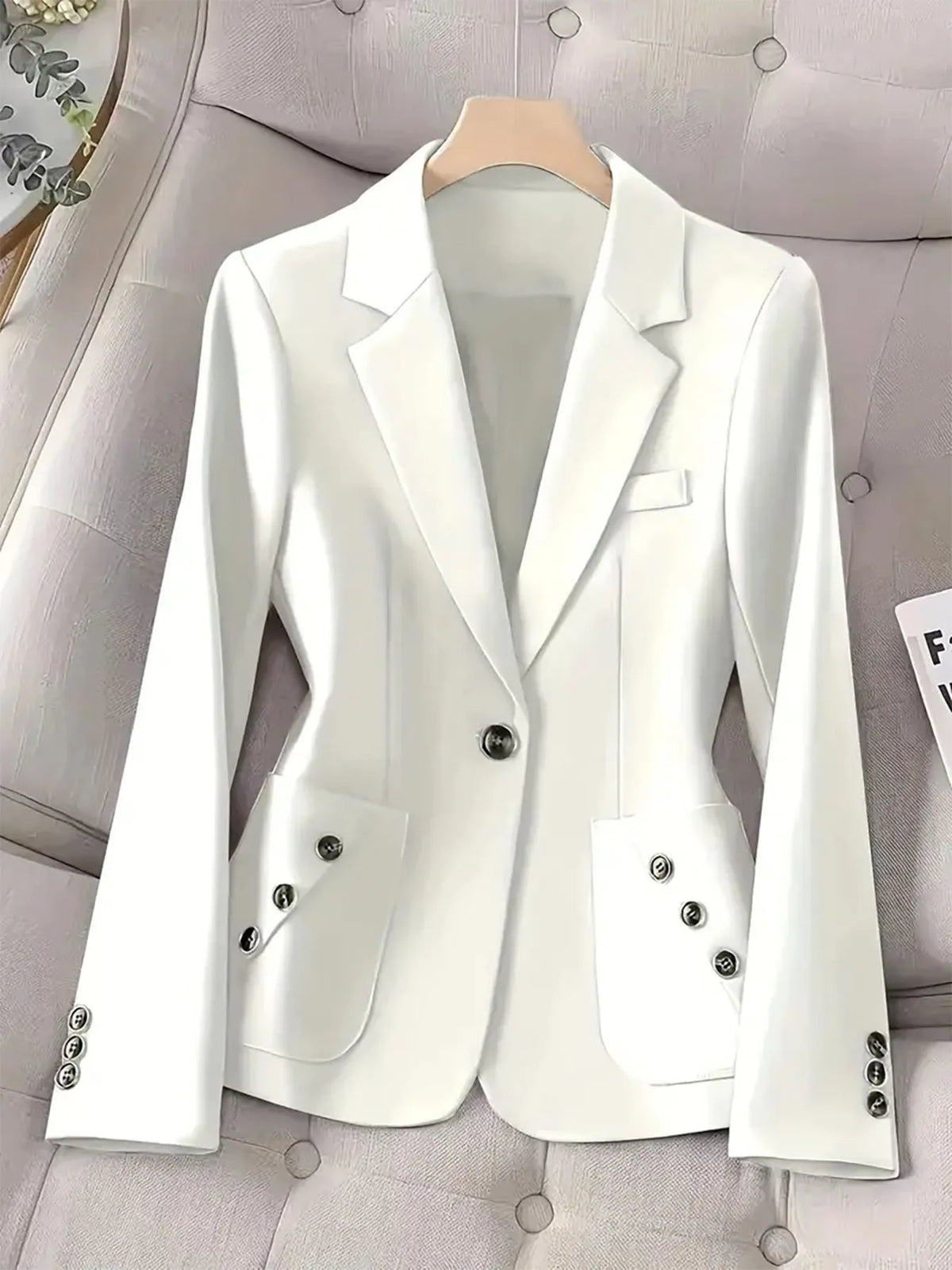 One-Button Blazer with Pockets - photo 8