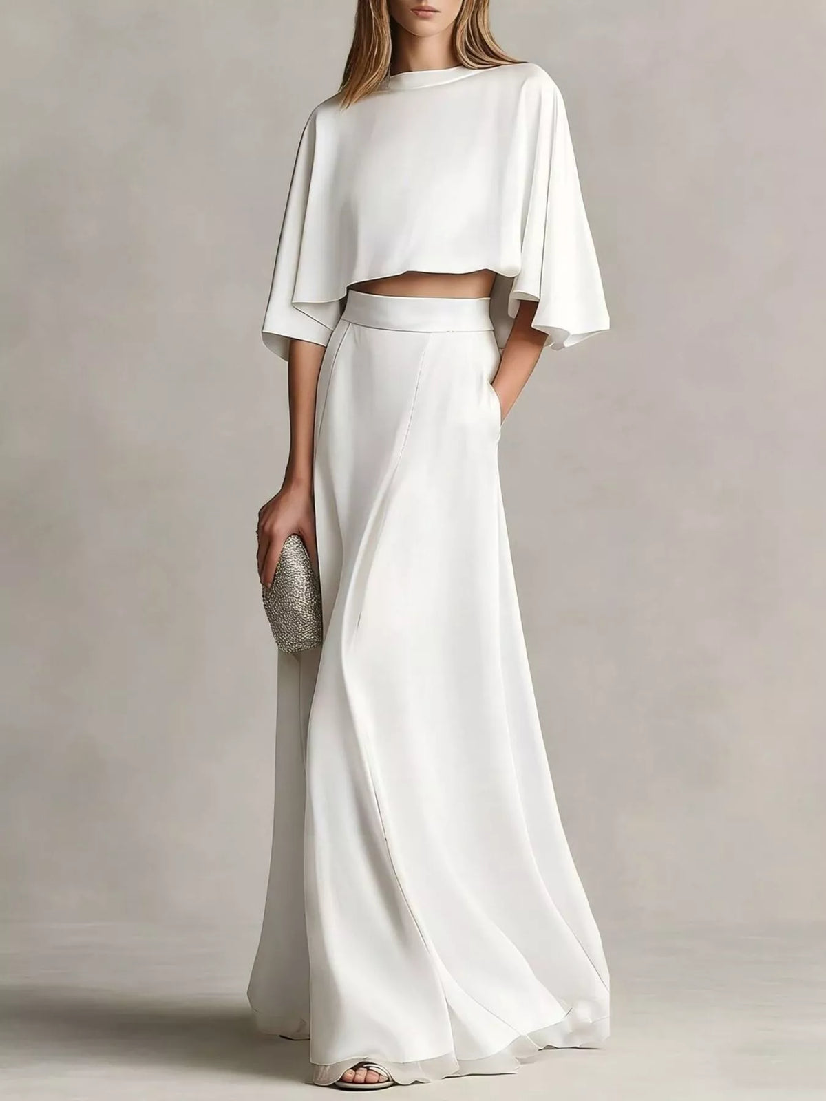 Full Size Satin Crop Top and Maxi Skirt Two-Piece Set Plus Size - photo 7