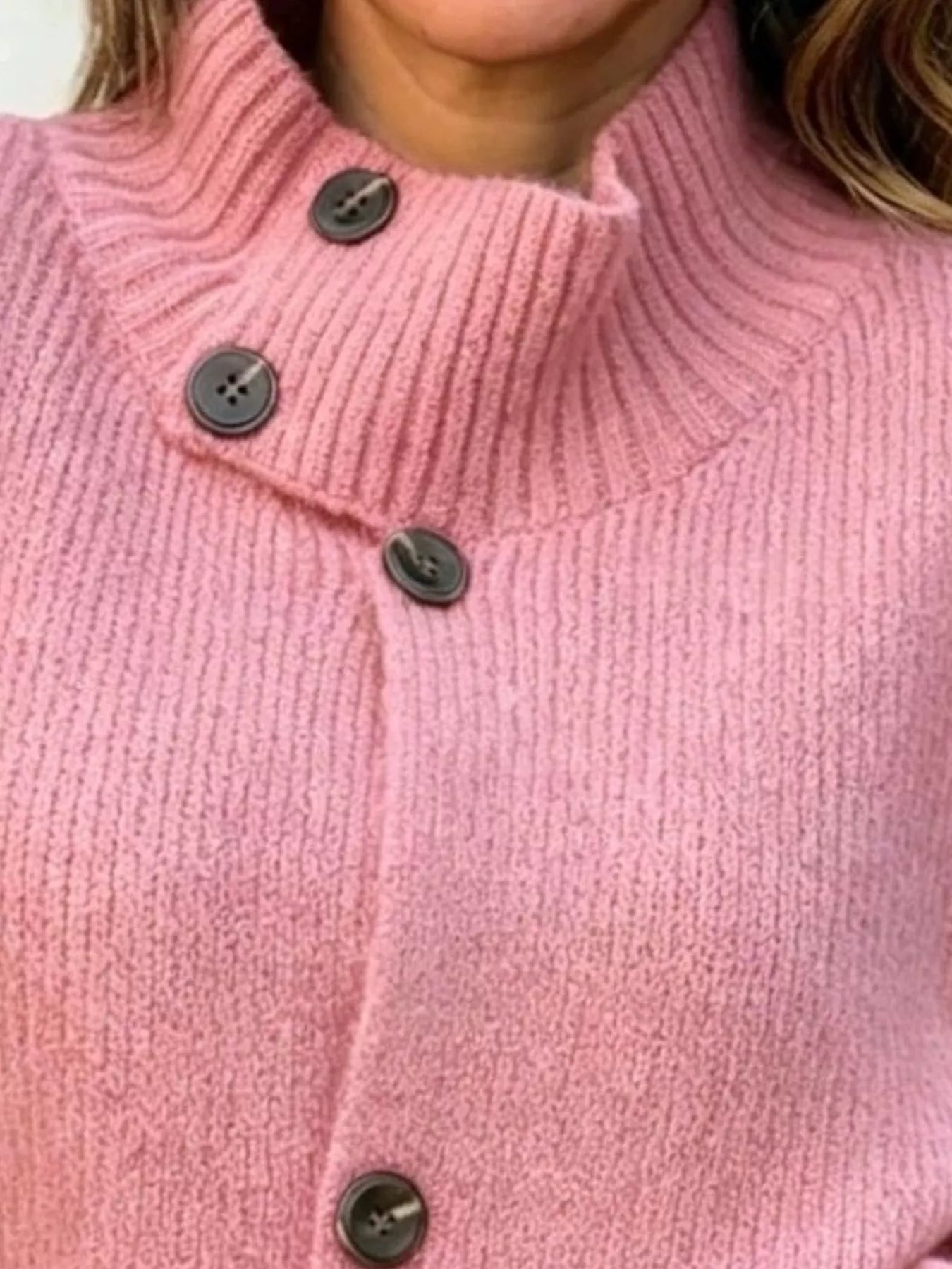Full Size Button-Up Mock Neck Cardigan Plus Size Secondary image