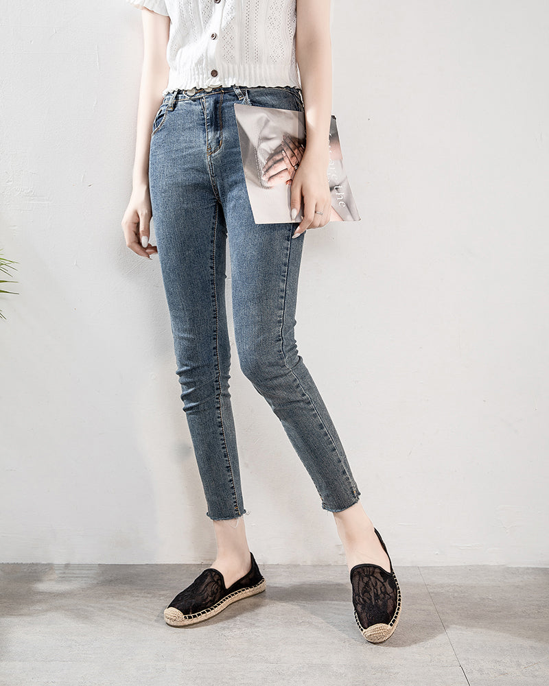 Floral Pattern Mesh Panel Espadrille Flats