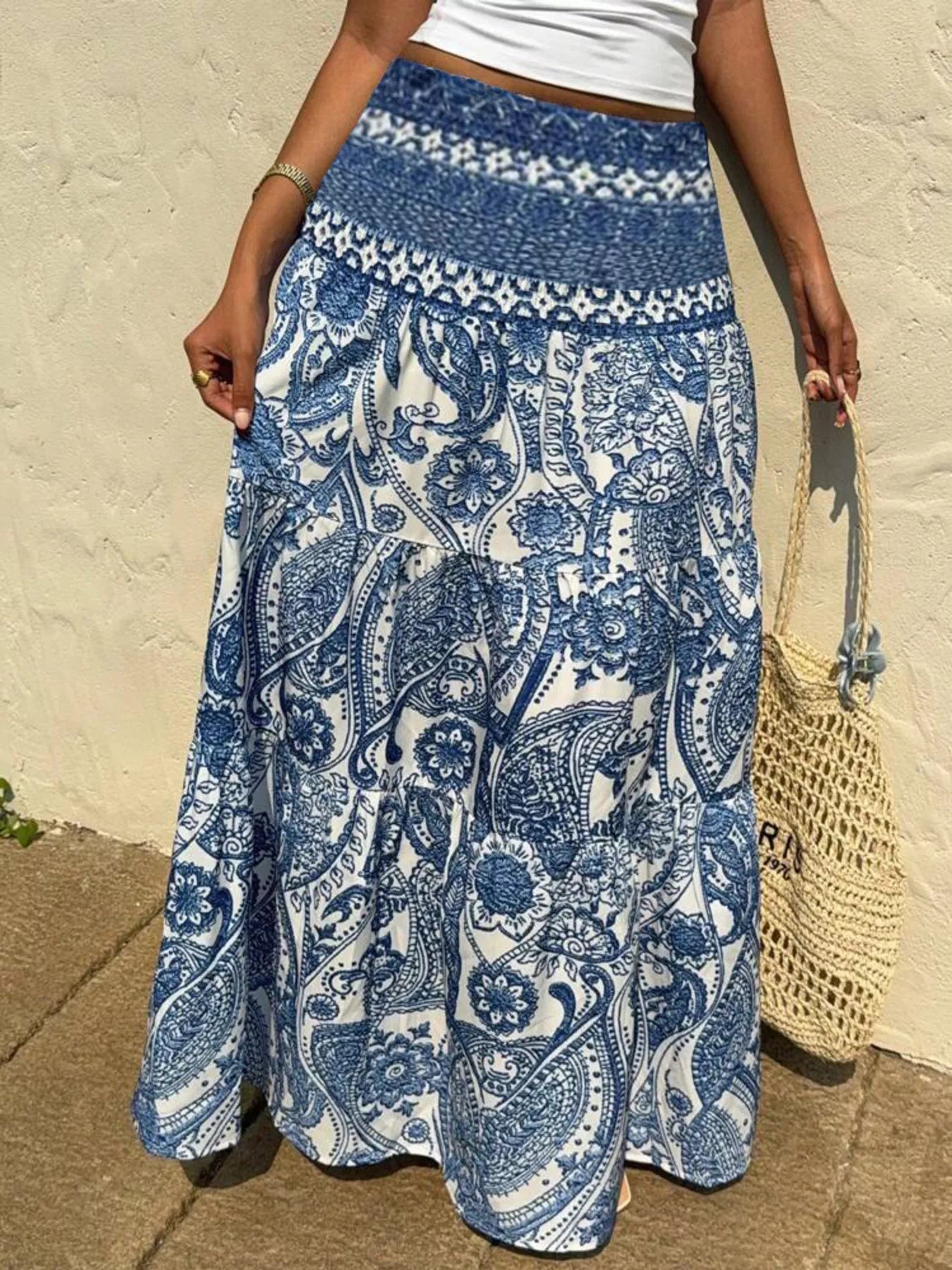 Paisley Print Tiered Maxi Skirt Secondary image
