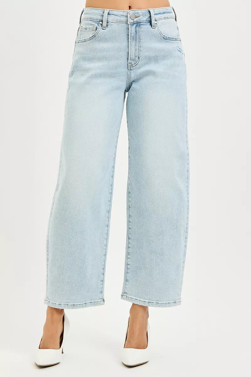 RISEN High Rise Crop Barrel Jeans Secondary image