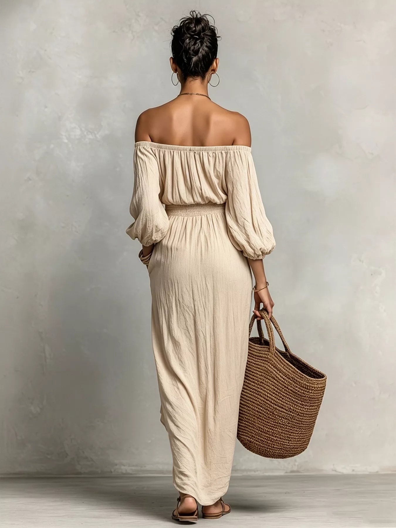 t Off-Shoulder Smocked Waist Maxi Dress Secondary image