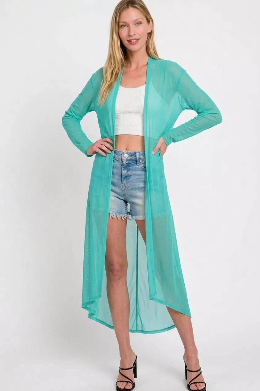 Zenana Mesh Open Front Cardigan Secondary image