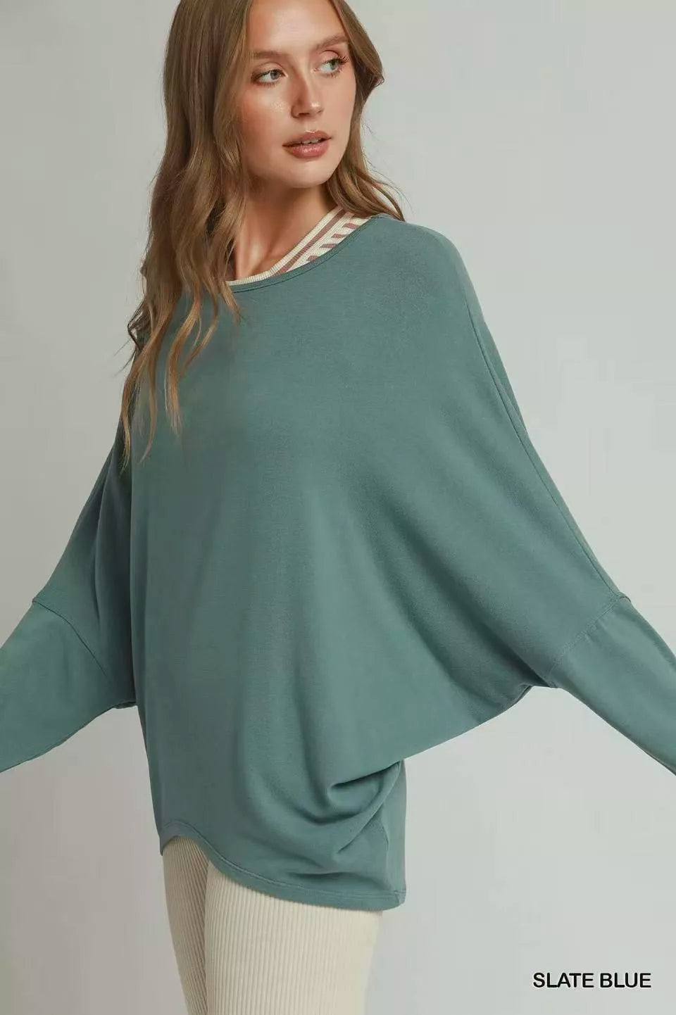 Umgee Batwing Round Neck Long Sleeve Top Secondary image