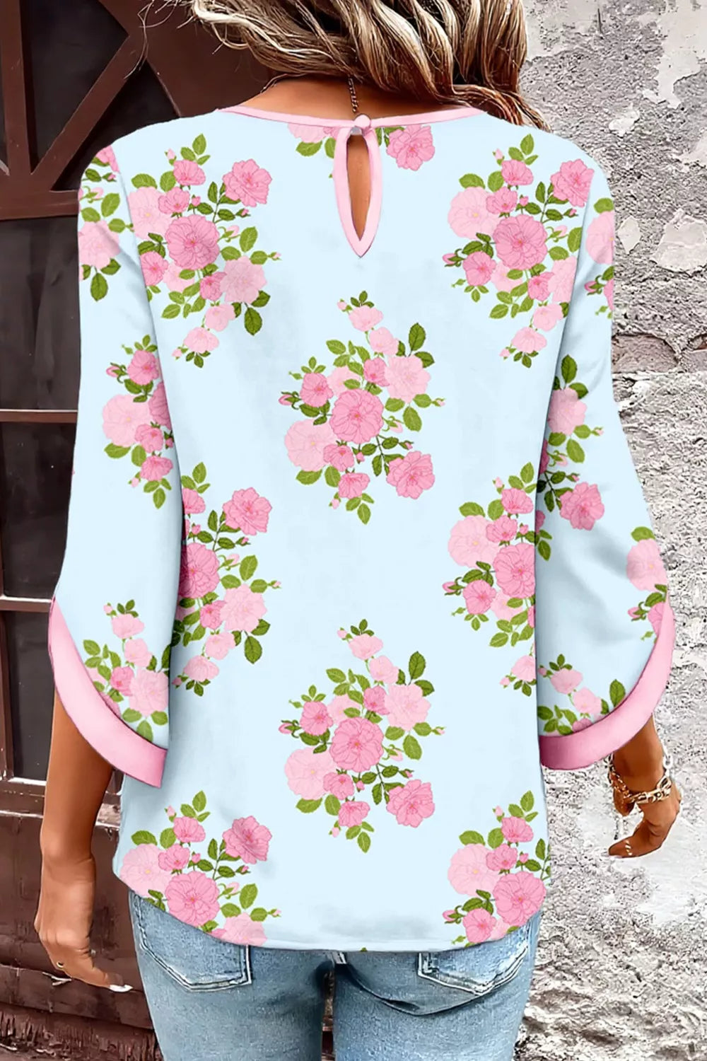 Floral Print 3/4 Sleeve Blouse Secondary image