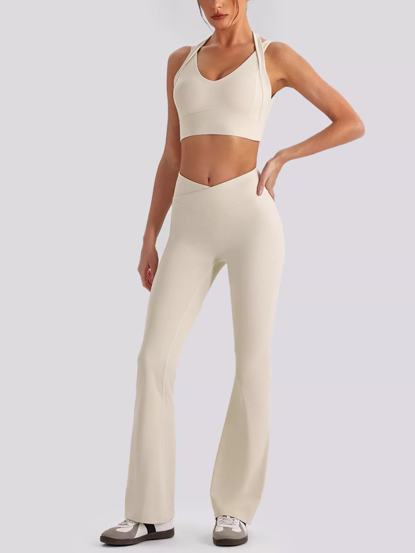 Seamless Criss-Cross V-Neck Tank and Leggings Active Set Secondary image