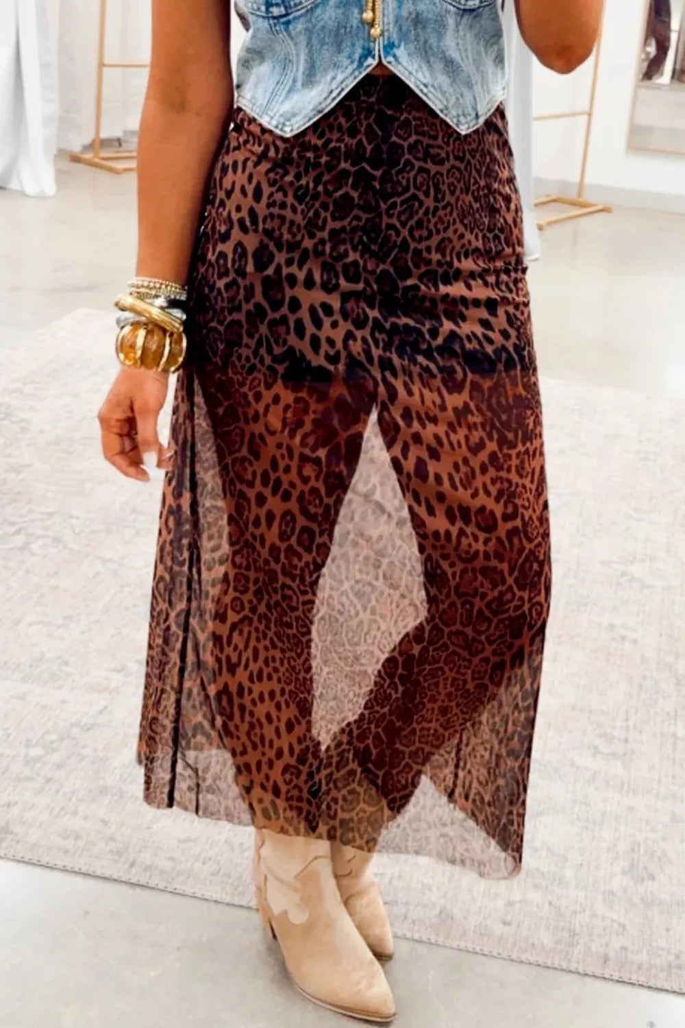 Leopard Sheer Midi Skirt Secondary image