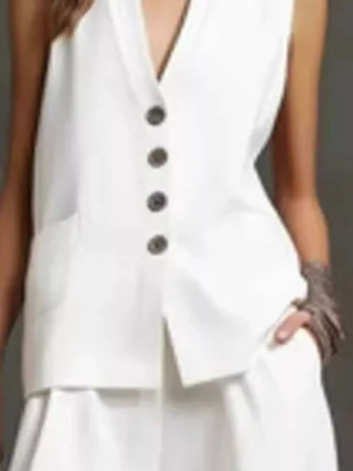 Sleeveless Vest and Wide-Leg Pants Set Secondary image