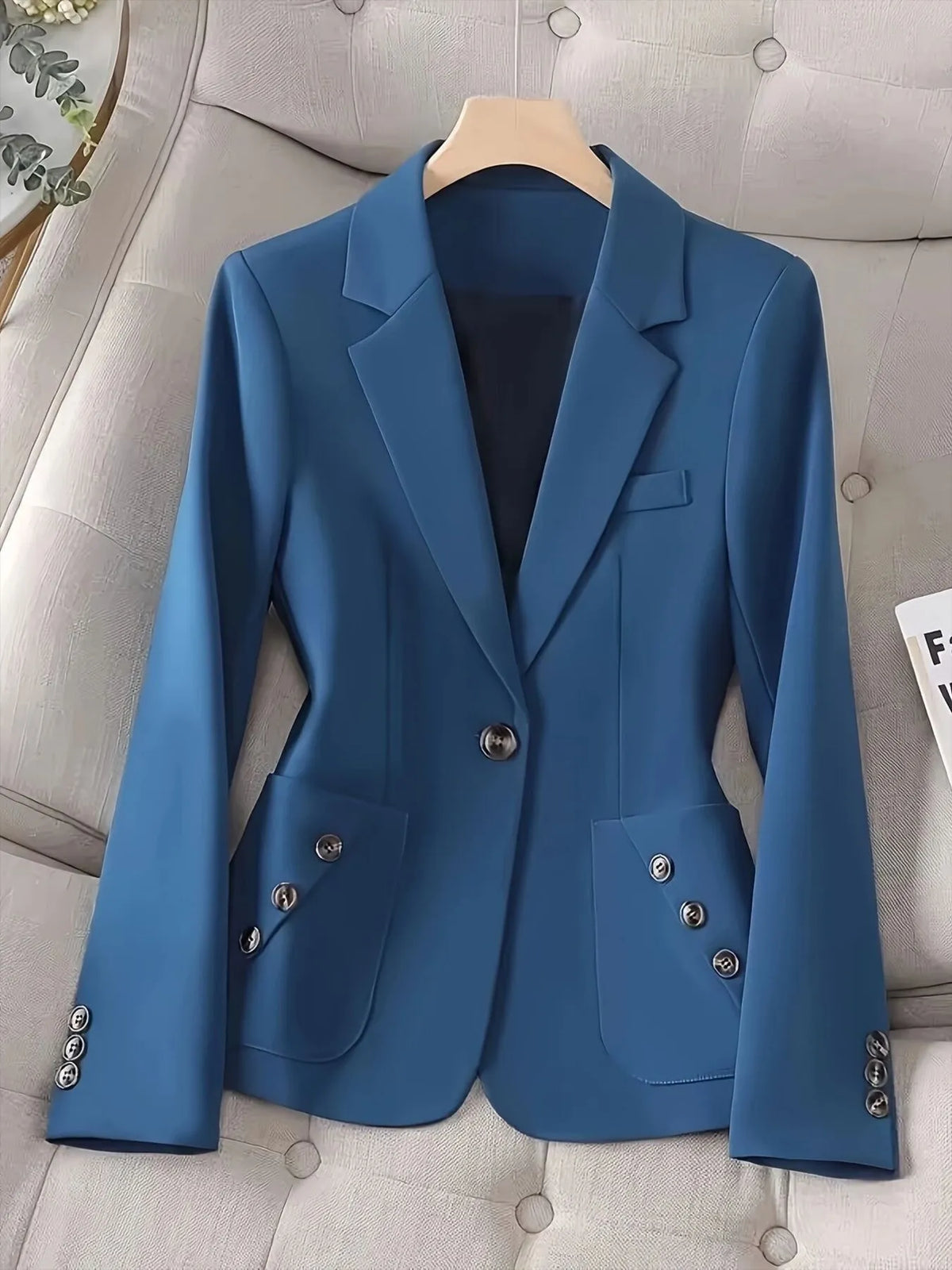 One-Button Blazer with Pockets - photo 3