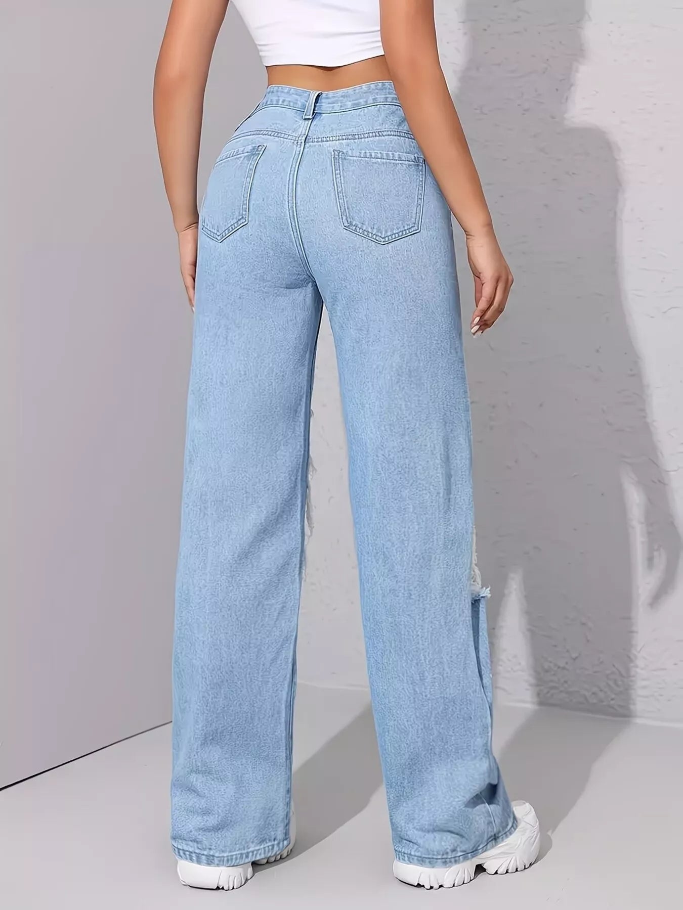 Graffiti Distressed Wide Leg Jeans Secondary image