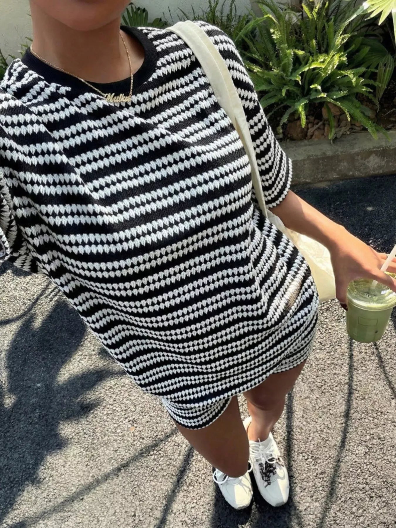 Striped Short Sleeve Top and Shorts Set Secondary image