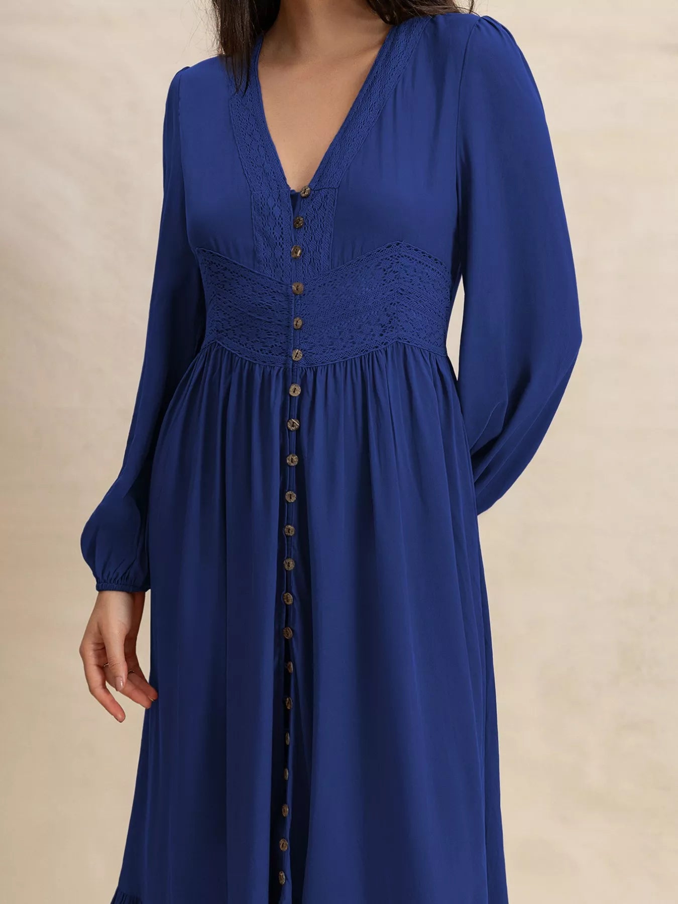 Plus Size Slit V-Neck Long Sleeve Maxi Dress Secondary image