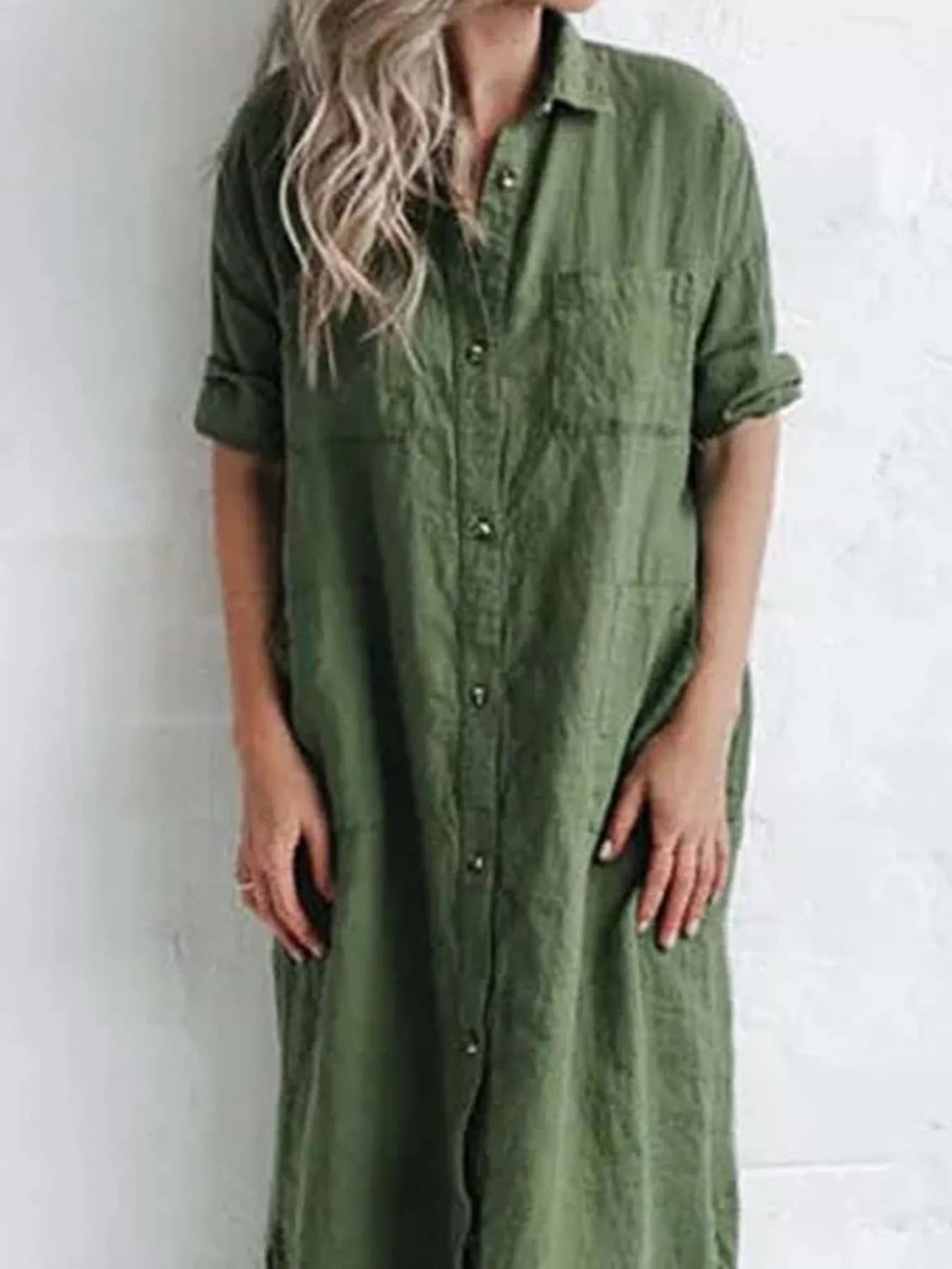 Full Size Casual Button-Down Maxi Shirt Dress Plus Size Secondary image