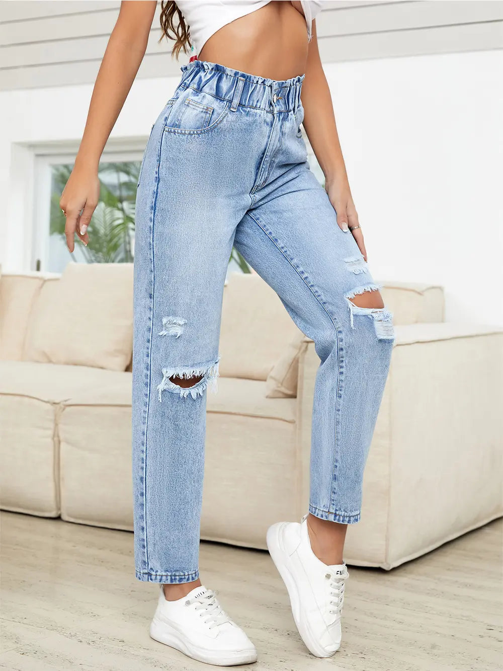 Distressed High Waist Jeans Secondary image