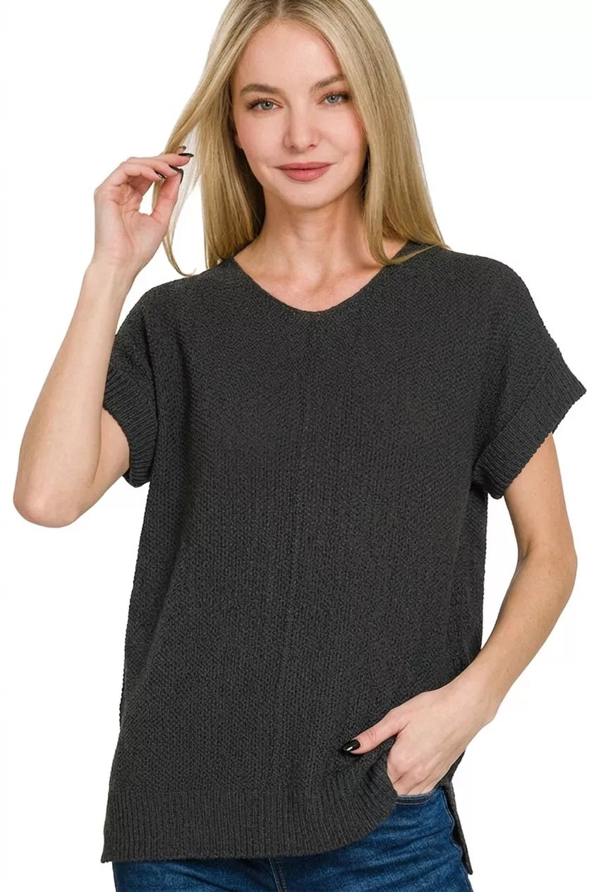 Zenana Center Seam Short Sleeve Sweater Secondary image