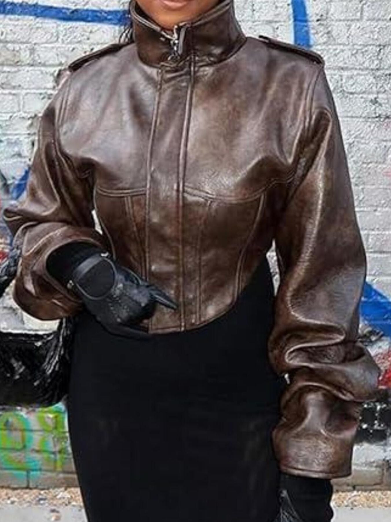 Vintage Style Slim Fit Leather Jacket Secondary image