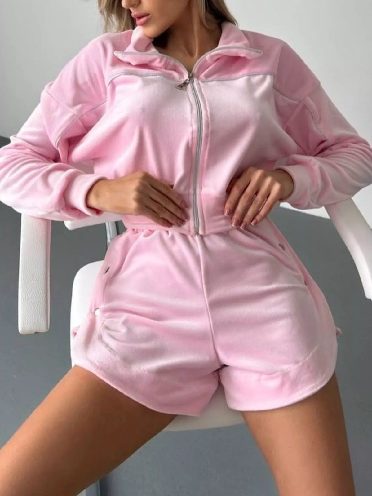 Zip-Up Outerwear and Shorts Set - photo 11