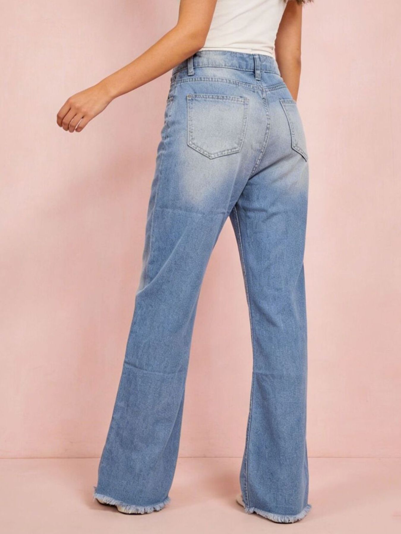 Distressed Raw Hem Bootcut Jeans Secondary image