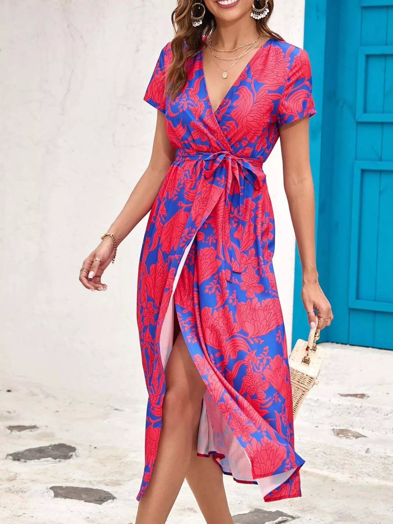 Surplice Short Sleeve Midi Dress Secondary image