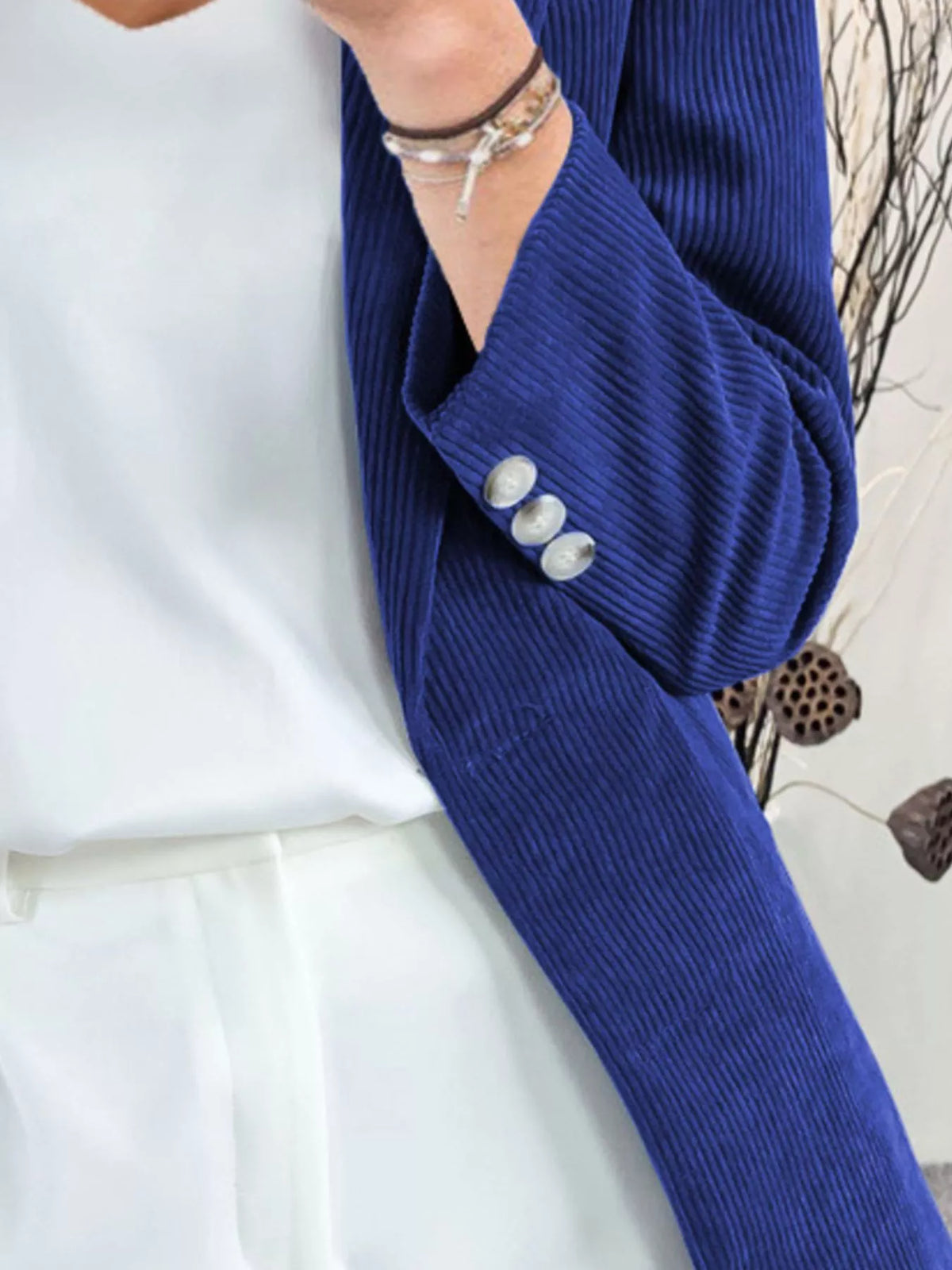 Corduroy Lapel Collar Casual Blazer - photo 11