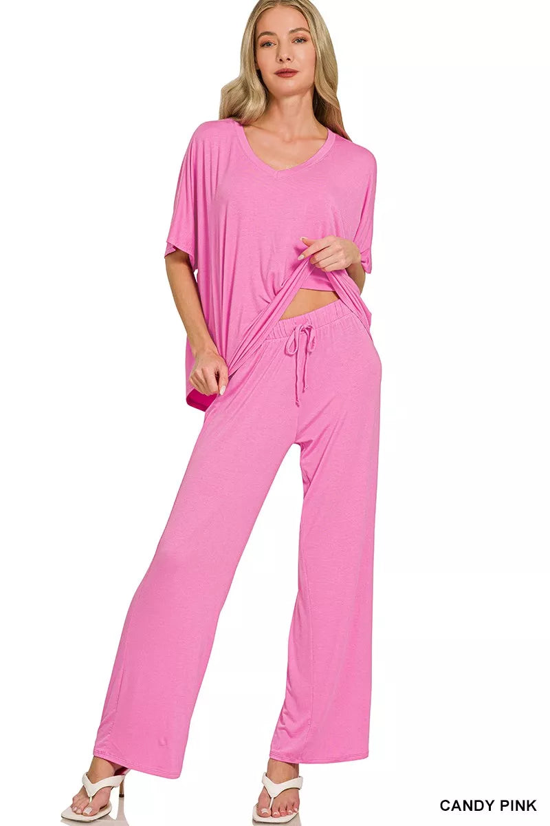 Zenana V-neck Oversized Top & Pants Set Secondary image