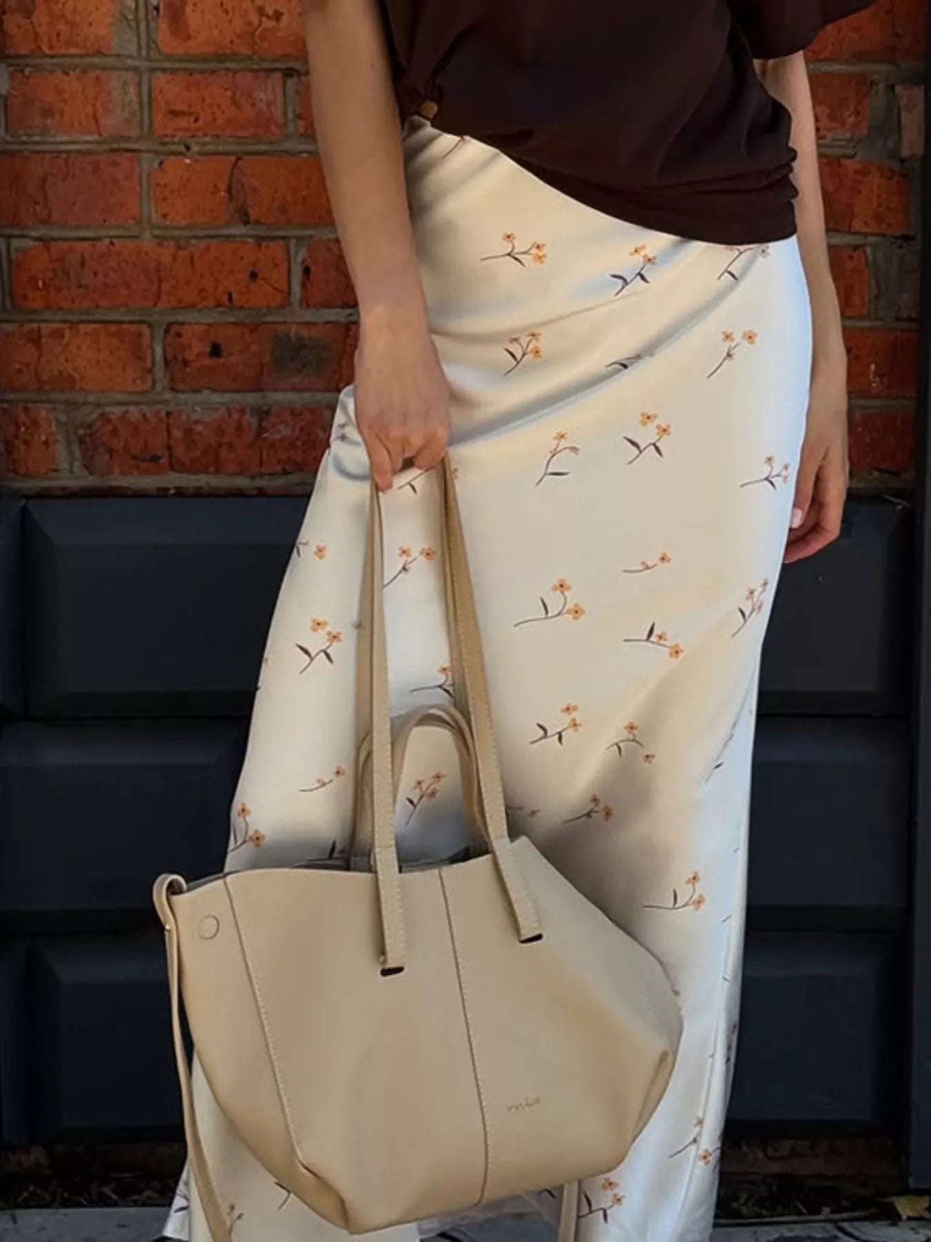 Floral Print Satin Skirt Secondary image
