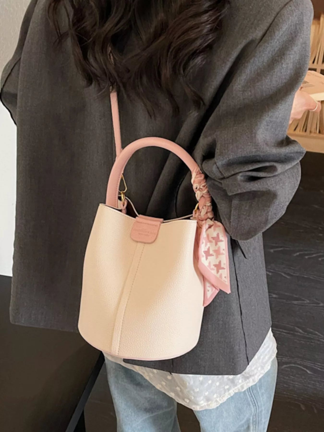 Leather Bucket Crossbody Bag Secondary image