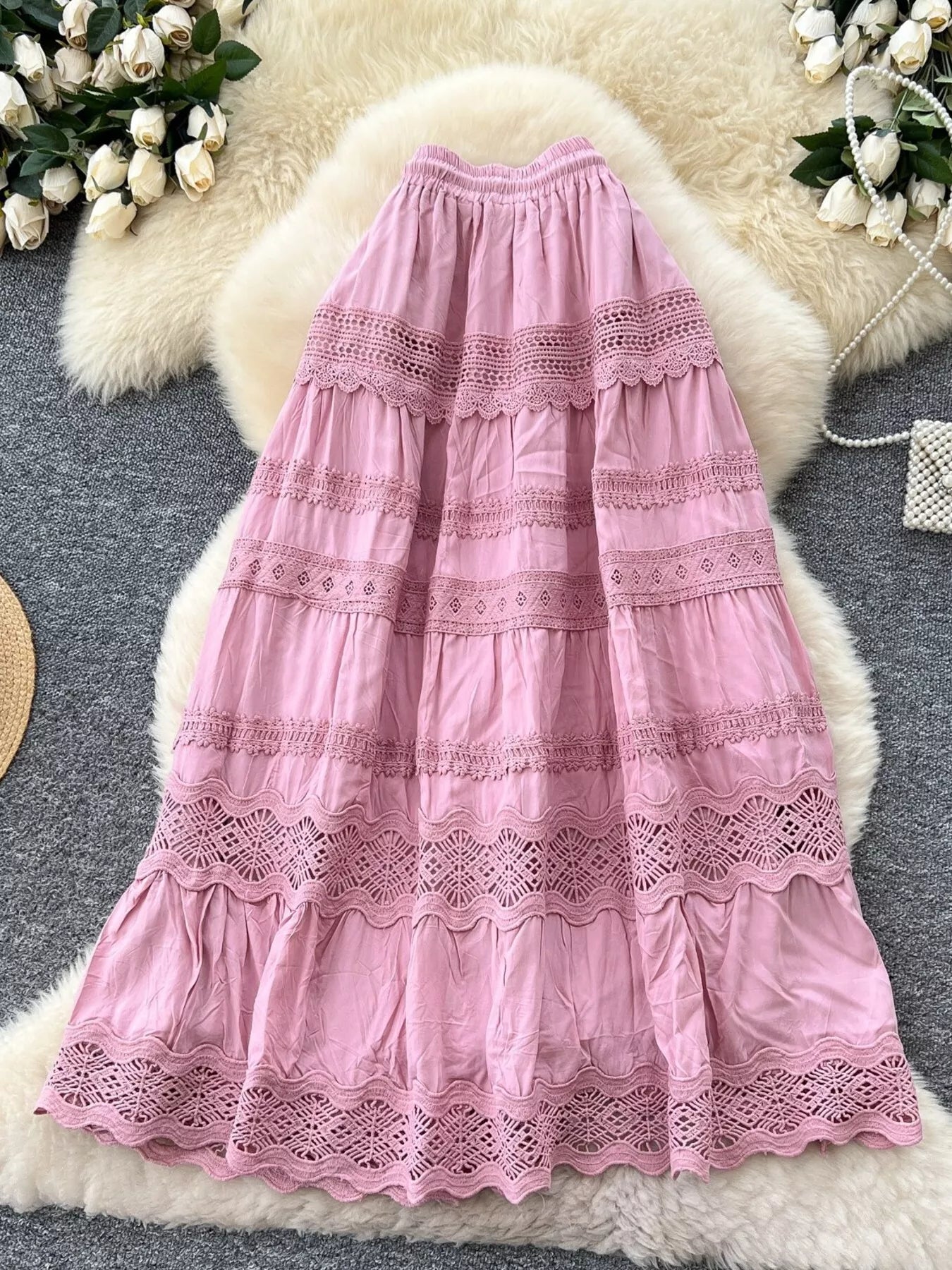 Drawstring Lace Tiered Skirt Secondary image