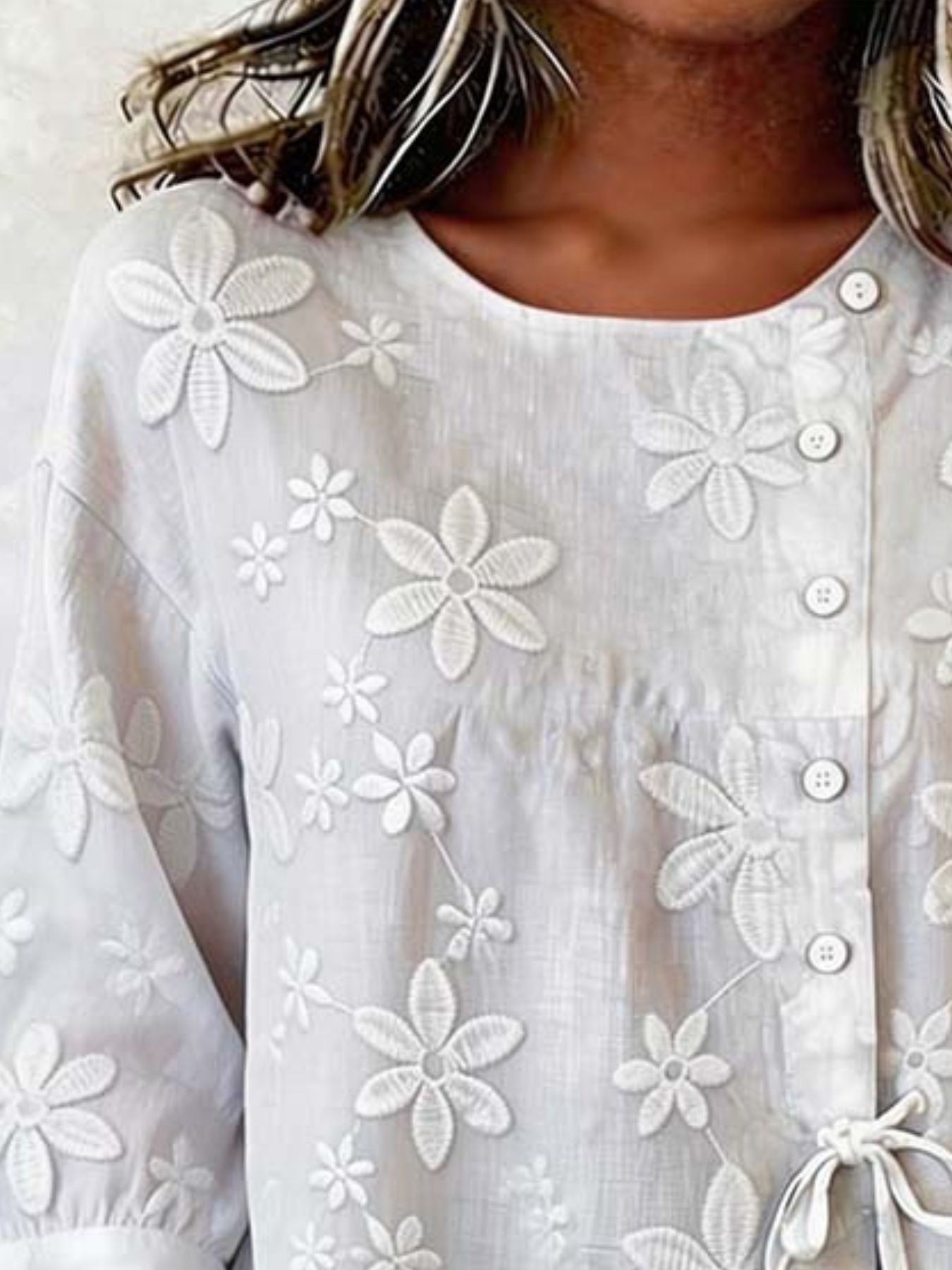 Full Size Floral Embroidered Button-Down Shirt Plus Size Secondary image