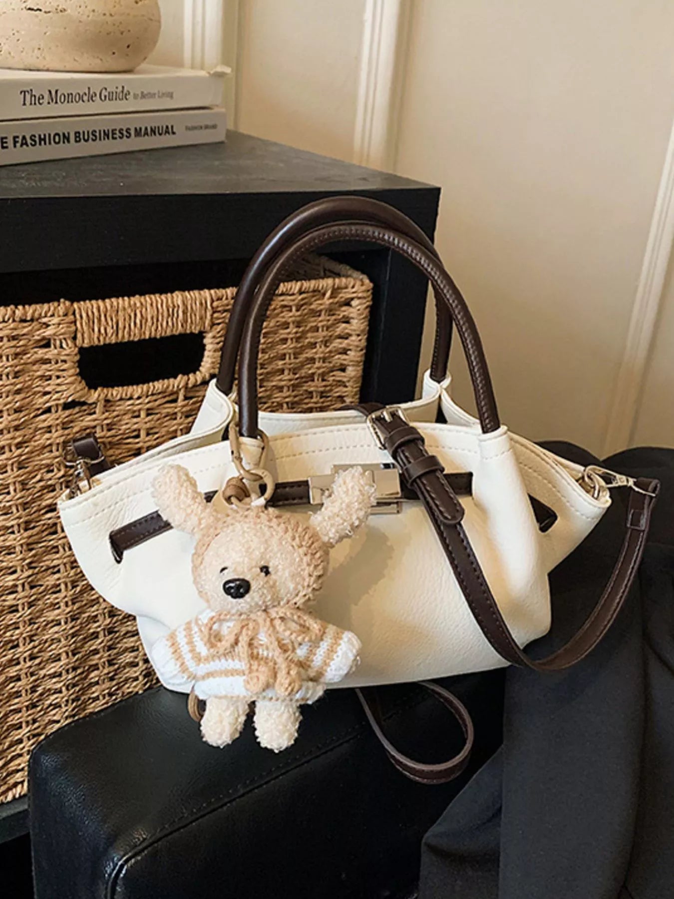 Buckle Decor Crossbody Bag with Bear Charm Secondary image