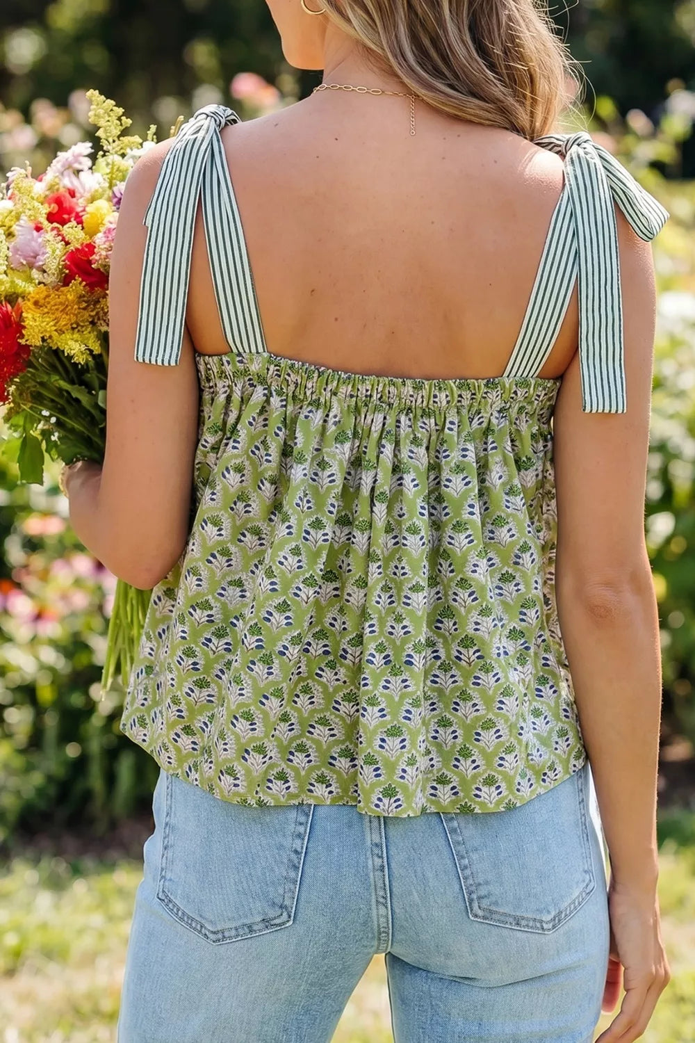 Tie-Strap Floral Print Tank Secondary image