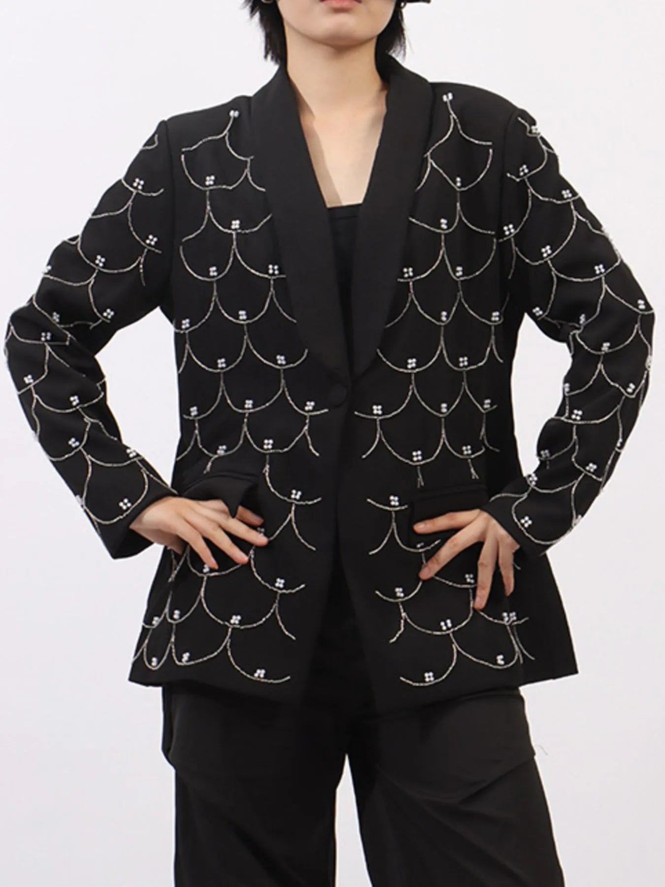 Pearl Detail Long Sleeve Blazer Secondary image
