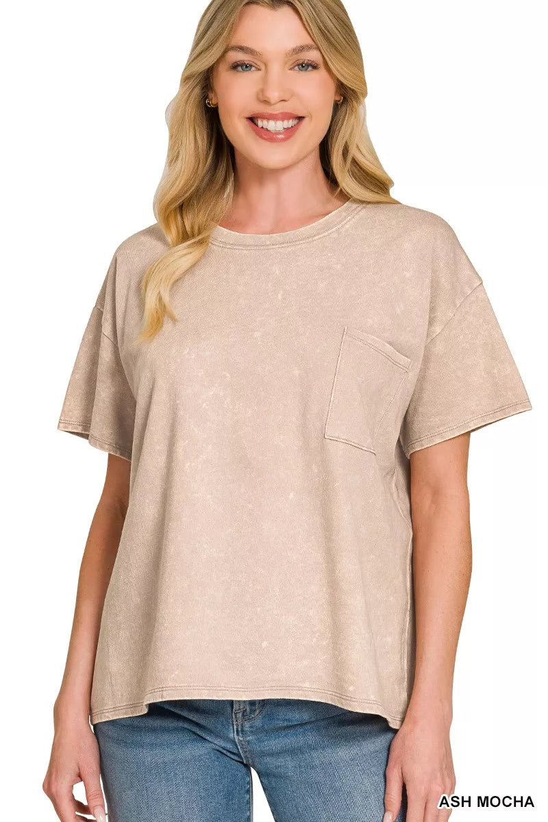 Zenana French Terry Acid Washed Relaxed Top & Short Set Secondary image
