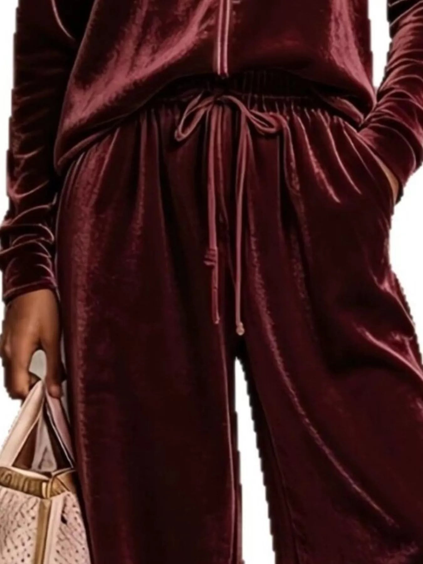 Velvet Zip-Up Top and Pants Set Secondary image