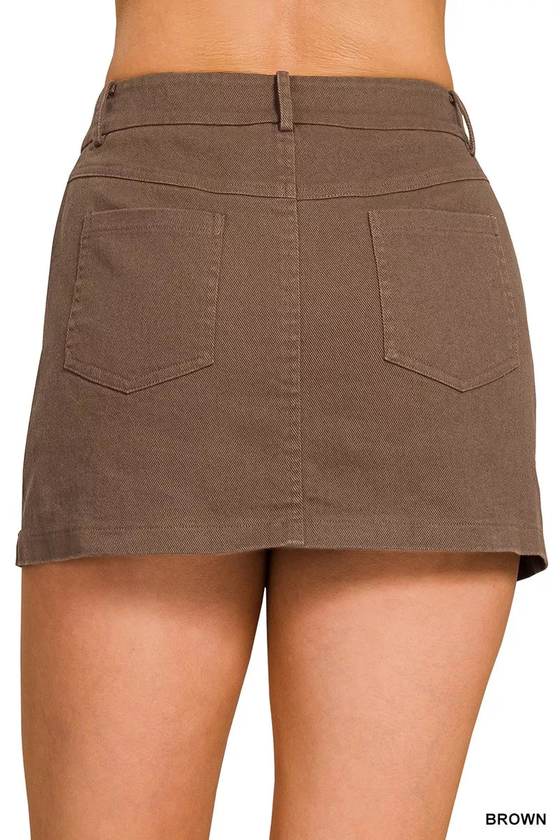 Zenana Cotton Twill Lined Mini Skirts Secondary image